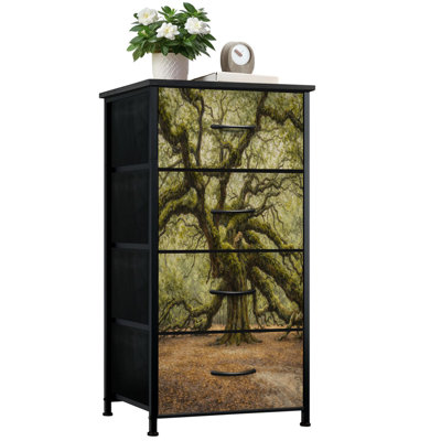 Commode pour chambre à coucher avec 4 tiroirs de rangement Oak Tree Johns Island South Commode Commode en tissu avec cadre en acier