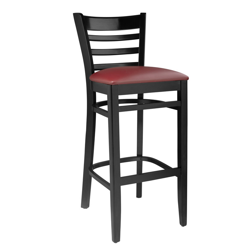 Tabouret de bar en bois massif, Noir, Blanc