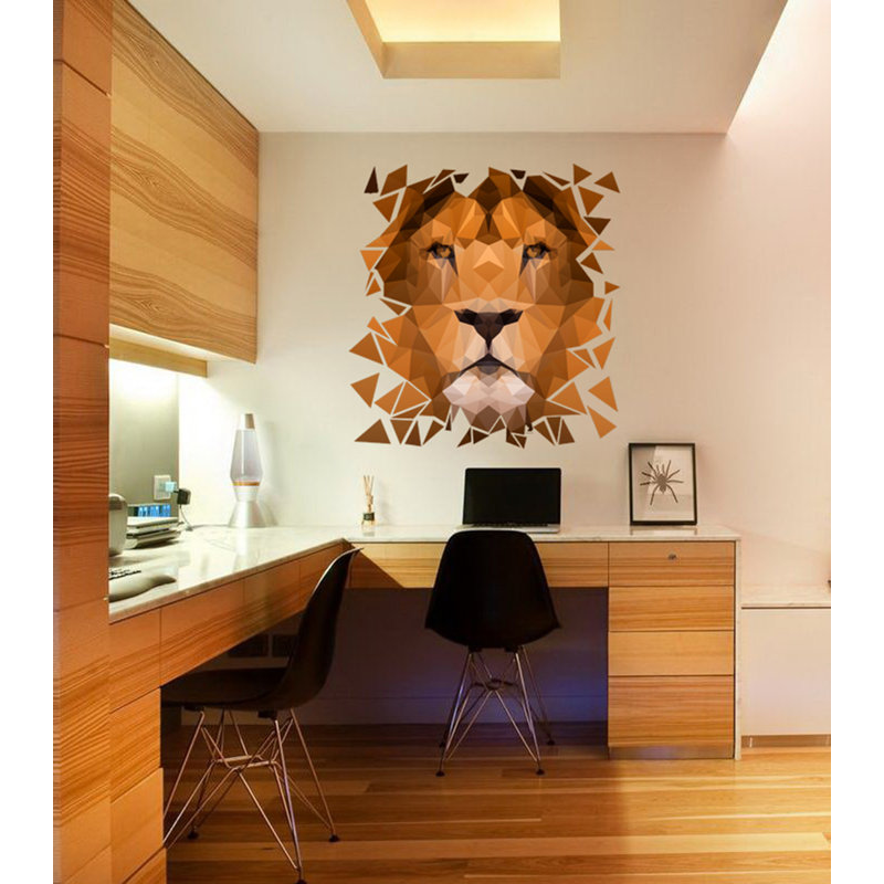 Adhésif décoratif en forme de lion polygonal, H 36 po x l 33 po