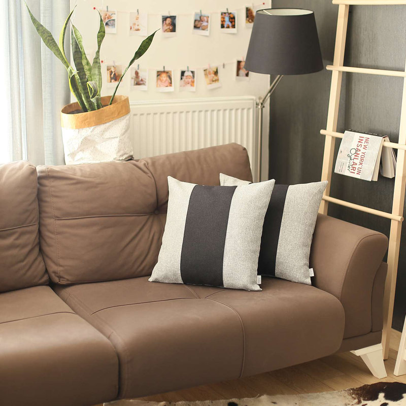 Gray and Black Polyester Euro Square Pillow Covers Set