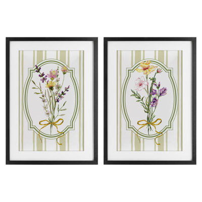 Wildflower Bundles Classic Stripes 2pc Framed Print Under Glass Set, design by Adonna Ebrahimi