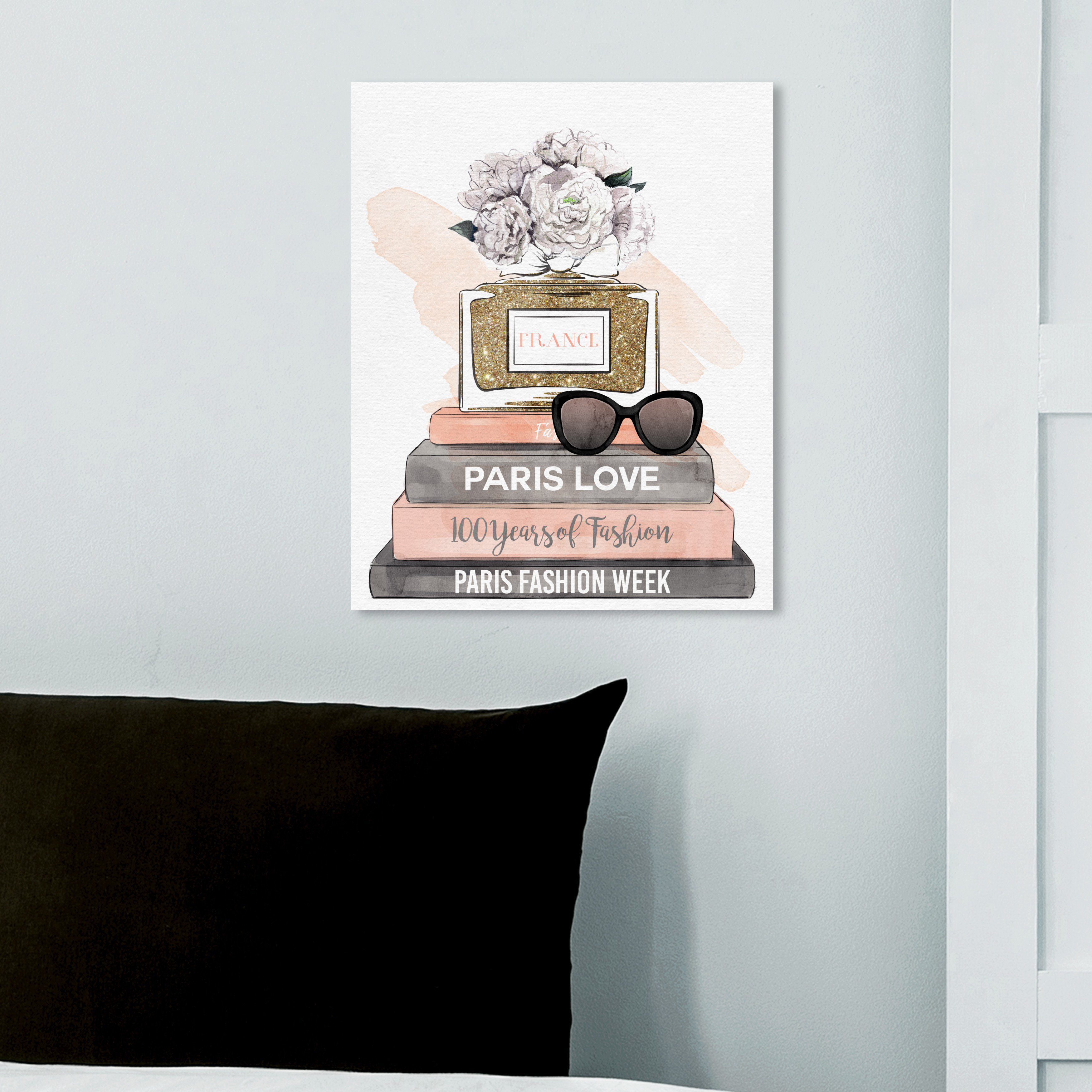 Fashion Books and Love Fashion and Glam Wall Art Print Pink 30x36