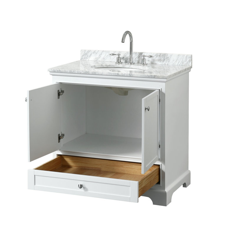 Ensemble de meuble-lavabo simple 36 po Deborah, Blanc, Chrome poli