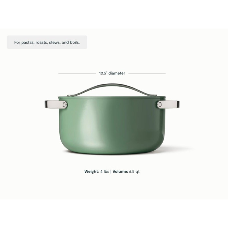 Caraway 6.5Qt Nonstick Ceramic Dutch Oven, Sage