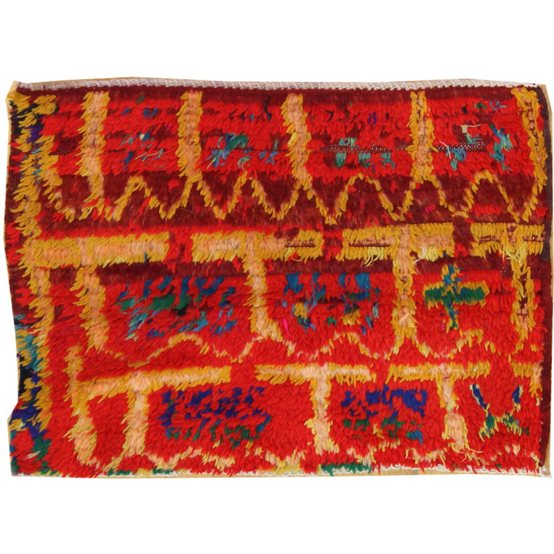 Berber One-of-a-Kind Rectangle 2' X 2'8" New Age Wool Area Rug in Red/Scarlet/Gold