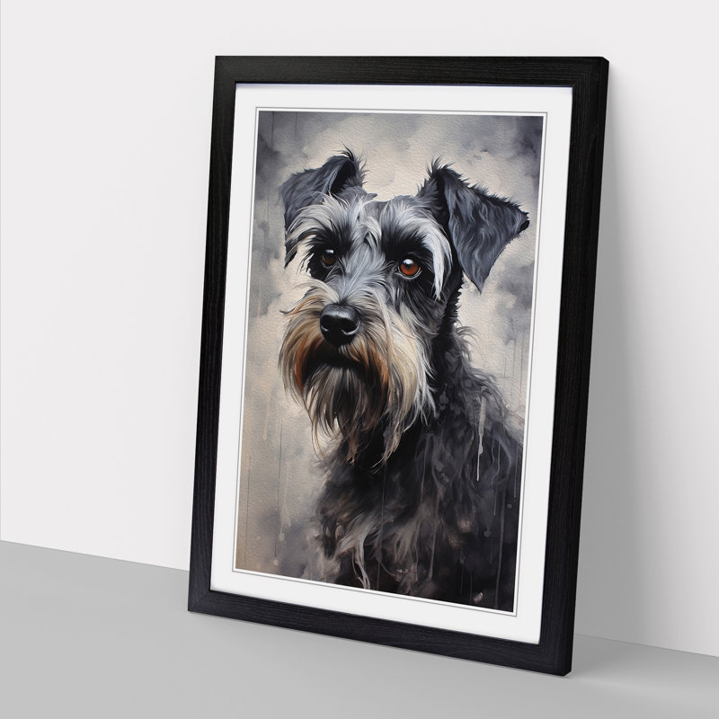 Schnauzer Informel - Single Picture Frame Rectangle Print on Wood, 46cm H x 34cm W x 2cm D, Black