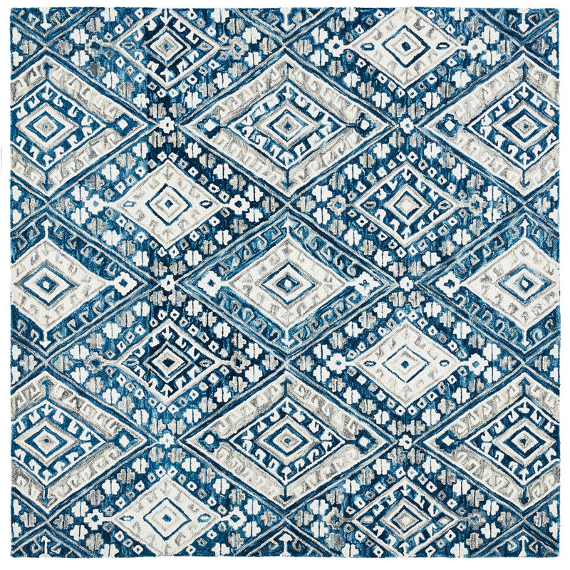 Vahakn Hand Tufted Wool Geometric Rug, Square 7'