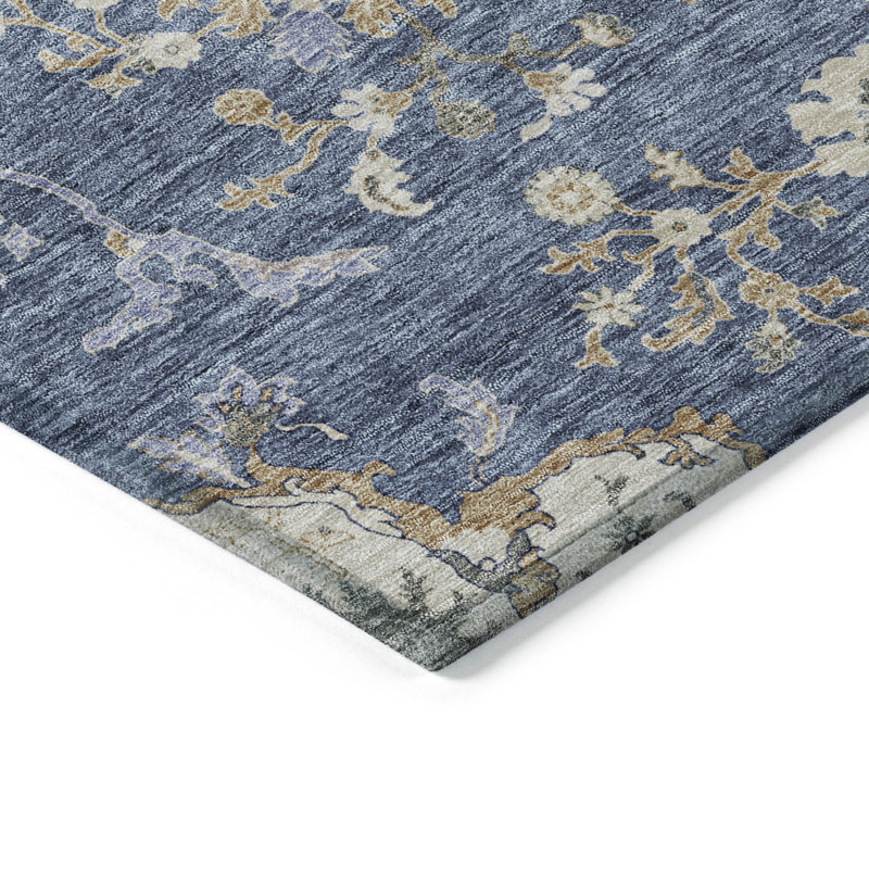 Machine Washable Indoor/Outdoor Cicel ACN1156 Blue Rug, Runner 2'3" x 7'6"