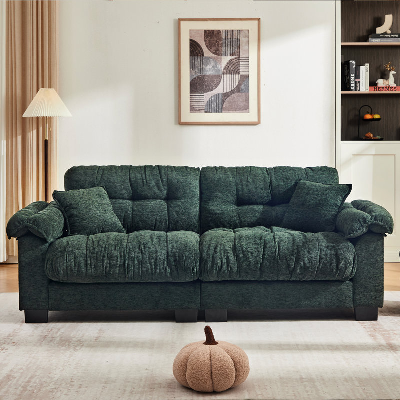 Canapé de style moderne Boneless 90.1In Beige Cloud, Vert
