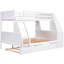 Lit simple superposé au-dessus d'un lit double avec lit gigogne, bureau intégré, blanc - Offre une chambre fonctionnelle pour un sommeil relaxant-945843901-945843902