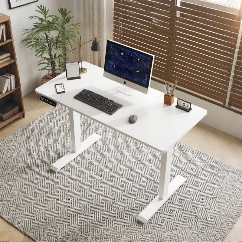 Bureau électrique à hauteur réglable, H 45 po x l 55 po x P 24 po, Blanc, Blanc