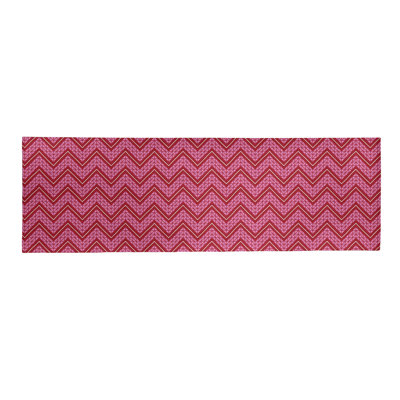 Tapis rose/rouge à chevrons fait main