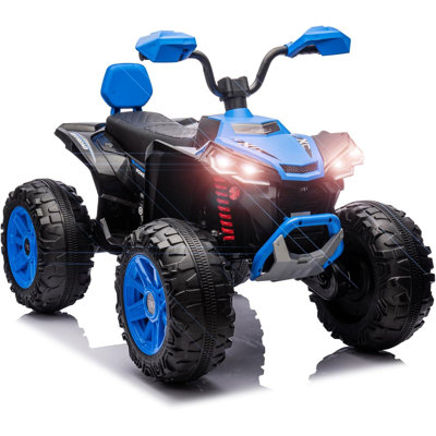 24V Kids Electric Atv 4-Wheeler (2-Seater)-800W Dual Motor Ride-On With Bluetooth, Mp3/Usb, Spring Suspension & Safety Knee Pads-7Ah Battery