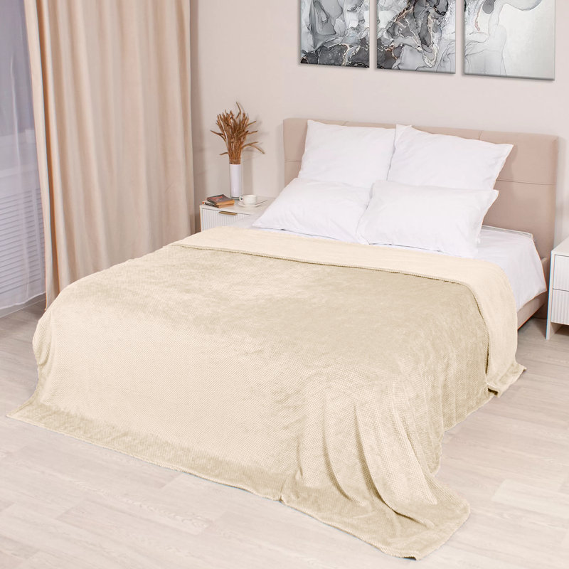 Jeté GREY Waffle Weave, 90*90in, Beige