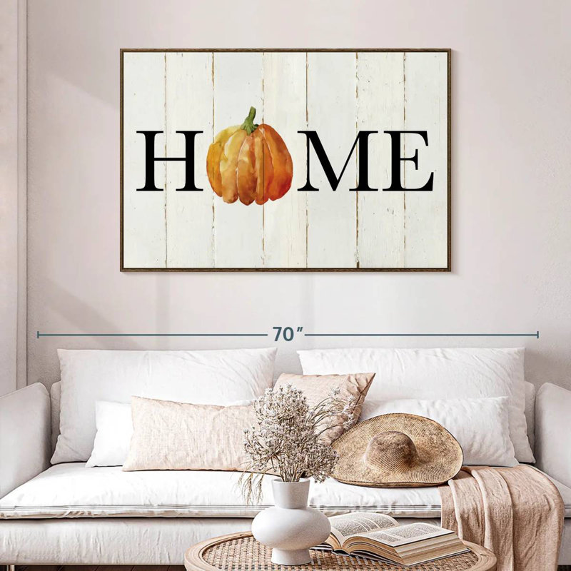 Plaque murale Home, 46 po x 31 po, Cadre flottant noyer