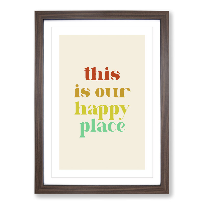 This Is Our Happy Place - Picture Frame Typography, 36cm H x 27cm W x 2cm D, Walnut