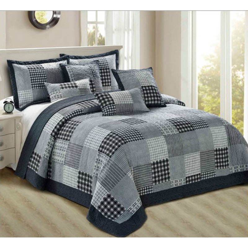 Printed Bedspread Set Floral Pattern with Matching Pillow Shams, Soft Microfiber Coverlet, Lightweight & All-Season Bedding