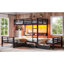 Lit mezzanine triple avec tablettes de rangement et tiroirs, lit simple mezzanine simple et simple avec lumières à DEL et ports USB, lit mezzanine en forme de L pour 3, peu encombrant, noir