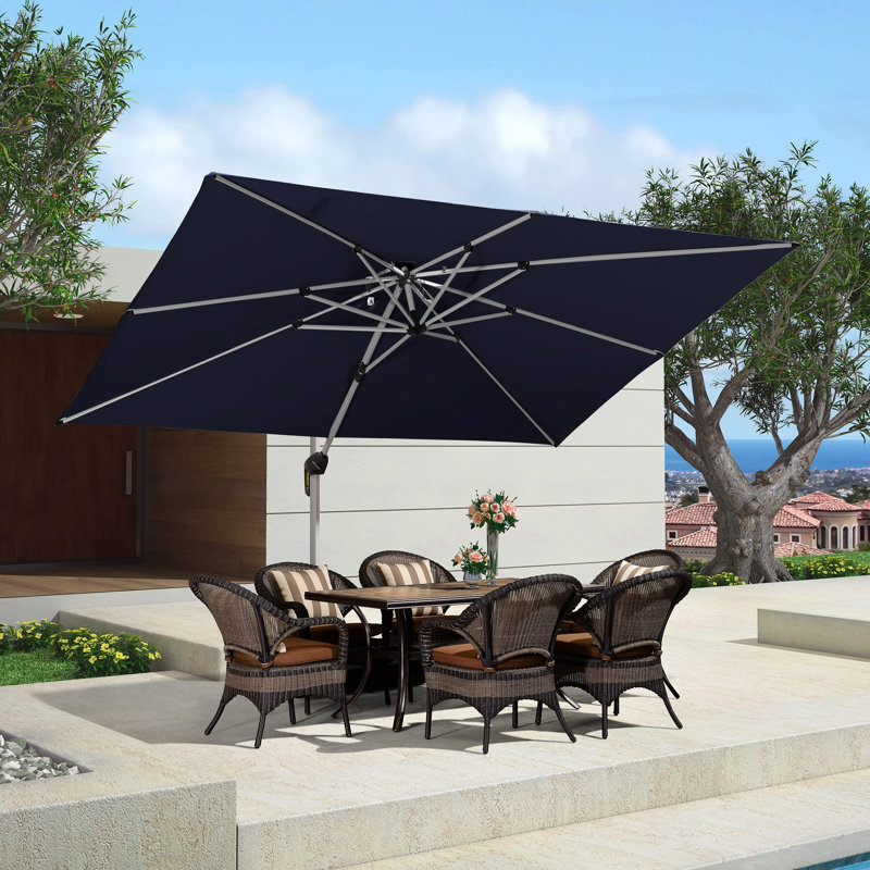 274cm X 365cm Rectangular Cantilever Parasol, Navy Blue