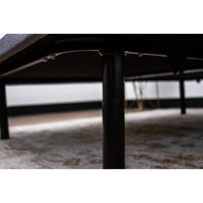 Base plateforme simple tapissier Twin Xl X Series - look moderne, pieds réglables 4 po 8 po, support de 1000 lb, tissu gris, acier, charnières pliables, gris facile à installer, pieds