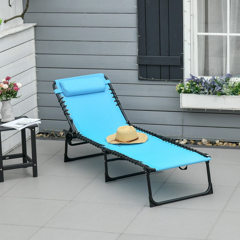 Méridienne pliante Outsunny, Bleu