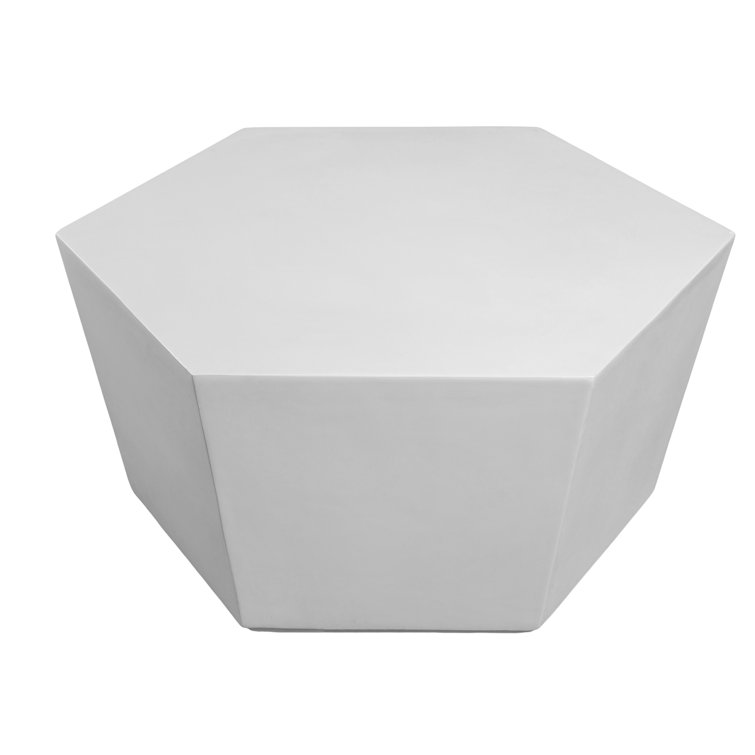 Jamaile 28 In. Hexagonal Garden Coffee Table, Concrete Side Table, Geometric Modern Home Decor Bedside Table