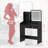 Dressing Table with Mirror & Stool, MDF Vanity Set with 2 Drawers, Black Finish-497604857