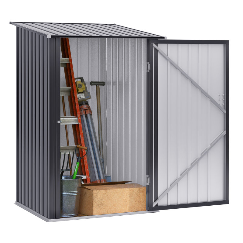 3,3 pi L x P 3,4 pi D Remise en métal avec porte verrouillable, remise extérieure galvanisée en gris foncé (10 pieds carrés)