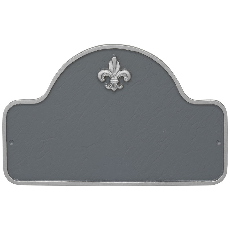 Plaque d'adresse à deux lignes Fleur de Lis Lexington, Gris / Argent, Oui