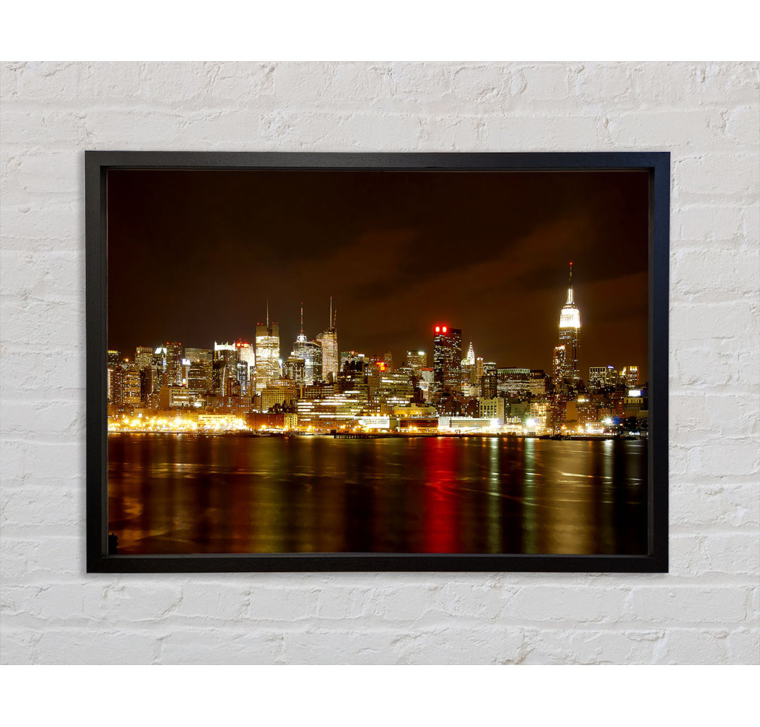 New York City Night Reflections - Einzelbildrahmen Kunstdrucke auf Leinwand