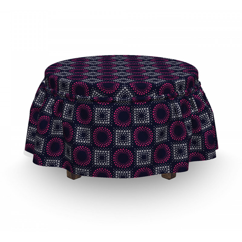 Housse pour repose-pieds square cercles points