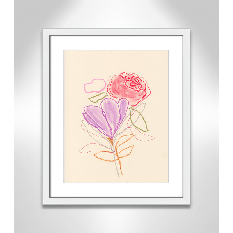 «Simple Floral III» par Bea Dina, Blanc, H 19 po x l 16 po x P 1,25 po, Papier avec cadre unique blanc
