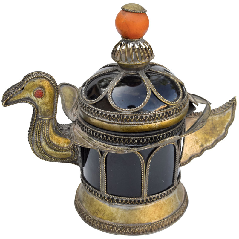 Boîte à oiseaux rétro en céramique gravée et incrustée de filigrane