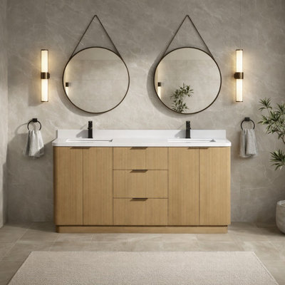 Calamigo 60'' Double Bathroom Vanity With Engineered Quartz Top
