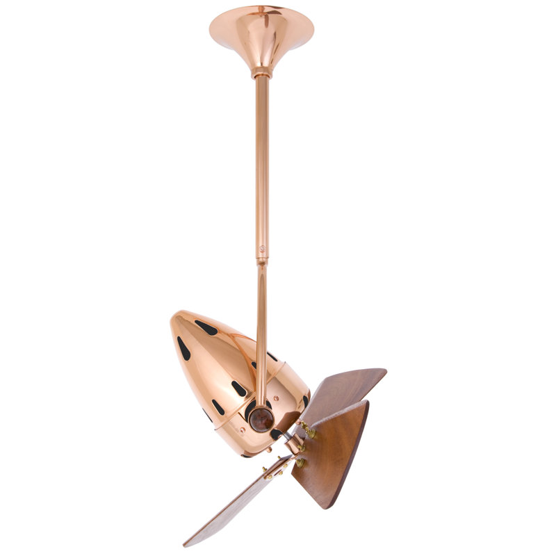 16" Jarold Directional 3 Blade Ceiling Fan, Polished Copper