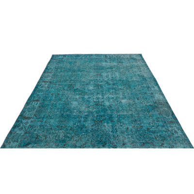 Atina Oriental Machine Woven Rectangle 5'10"" x 9' Wool Indoor / Outdoor Use in Turquoise -  Rug N Carpet, a-8684012204537