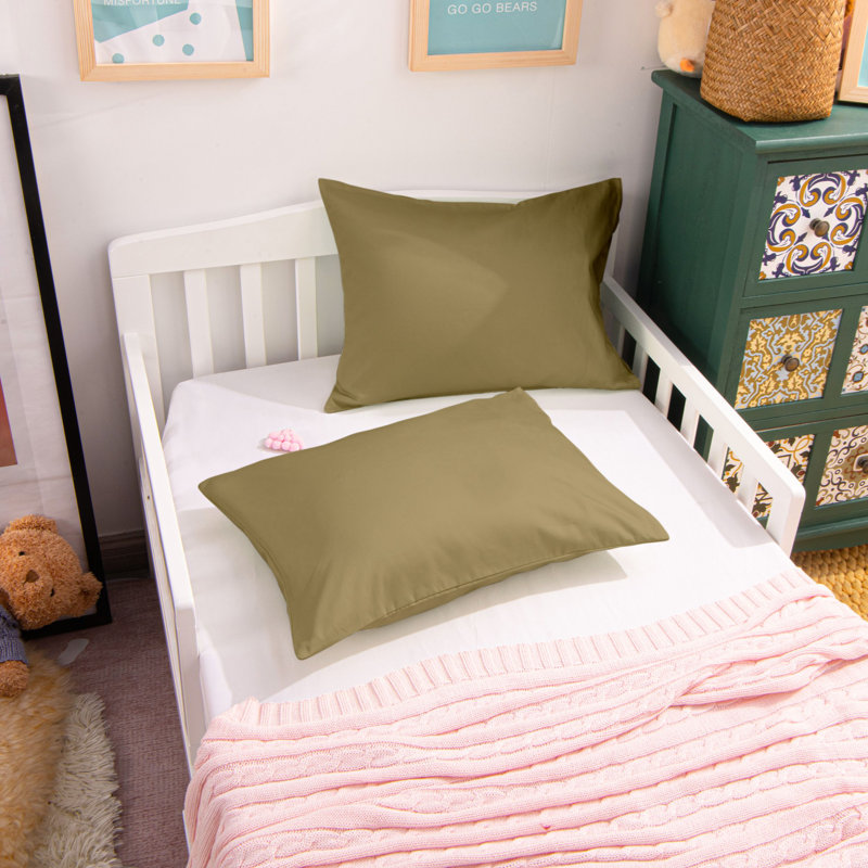 Standard Cotton Nursery Pillowcases - 500 Thread Count Travel-Friendly 13x18-Inch Envelope Closure Set?, Khaki
