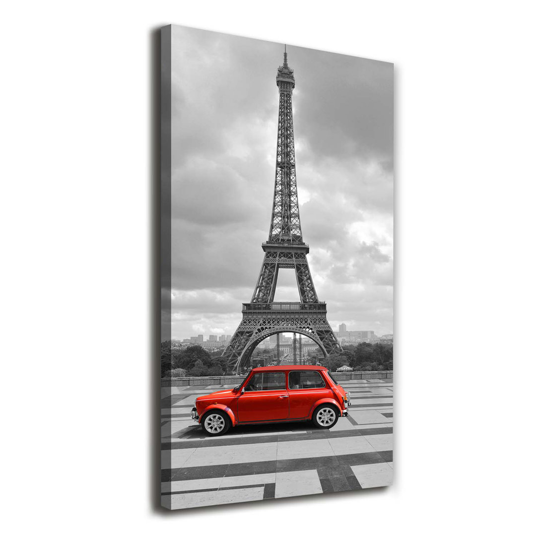 Eiffelturm Auto - Wrapped Canvas Kunstdrucke