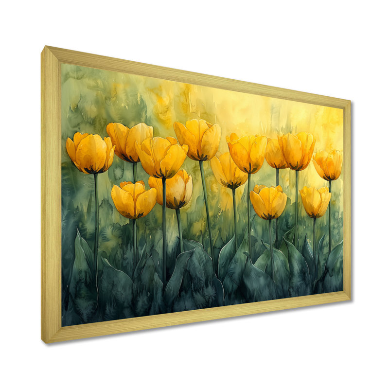 Lundell - Art mural floral, Reproduction encadrée d'une seule photo, H 12 po x l 20 po, Doré
