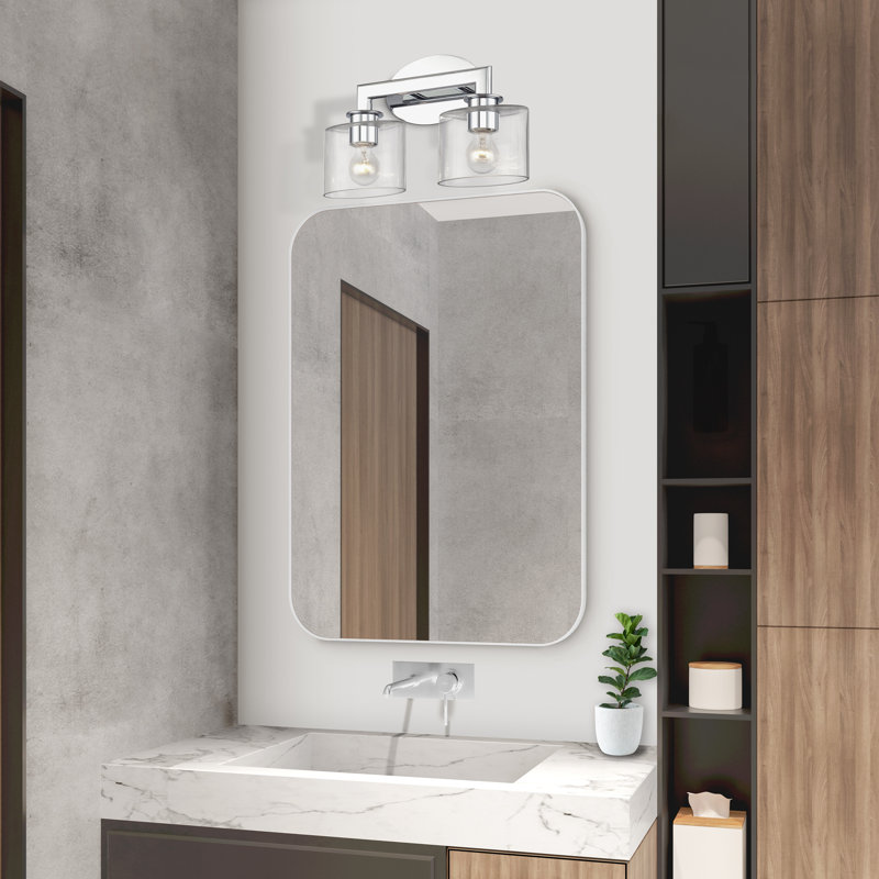 5 Light Polished Chrome Extra Large Vanity Sconce With Mouth Blown Clear Glass, Polished Chrome, 2