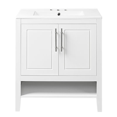 Meuble-lavabo de salle de bain avec lavabo, armoire de salle de bain multifonctionnelle avec portes et tiroirs