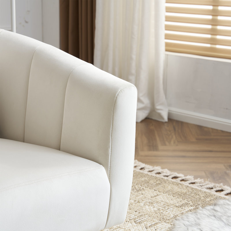 Velvet Swivel Chair, Cream Velvet