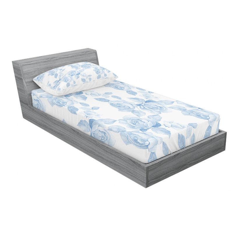 Microfiber Floral Sheet Set, Twin Sheet Set with Fitted Sheet