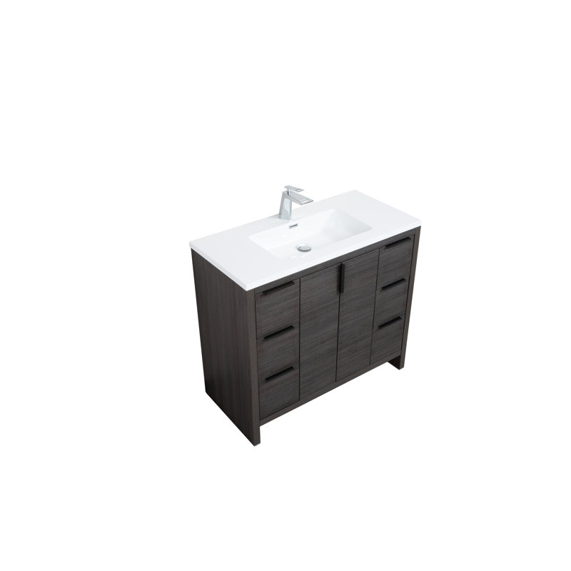 39.4'' Single Bathroom Vanity with Resin Top