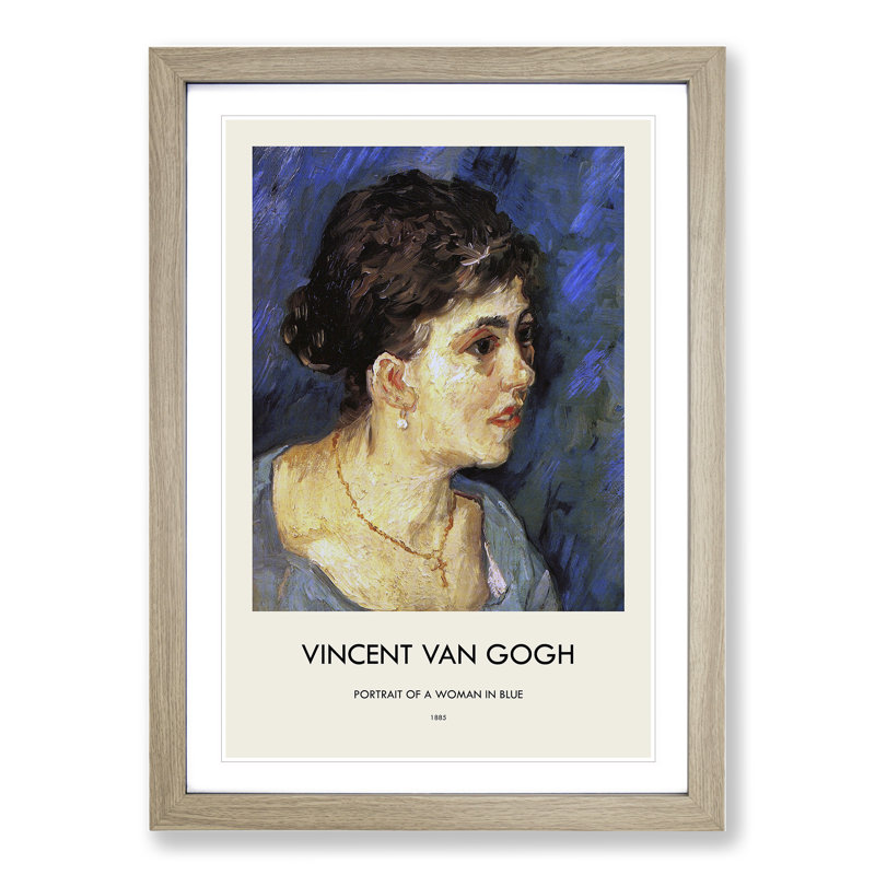 Woman in Blue Print by Vincent Van Gogh - Picture Frame Painting, 65cm H x 48cm W x 2cm D, Oak