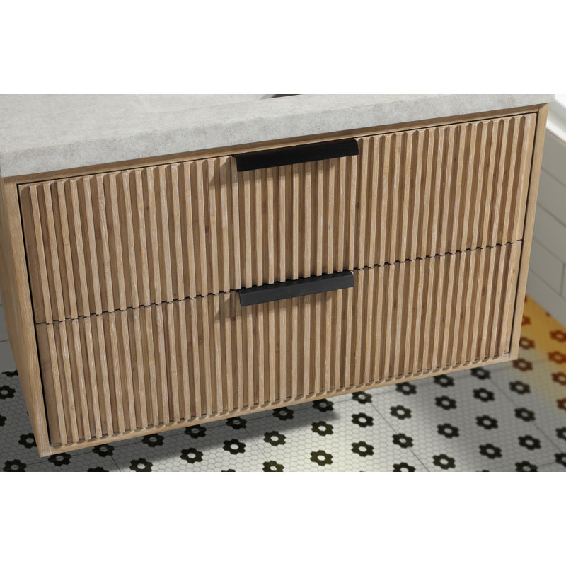 Meuble-lavabo flottant 36 po Anelie, Sapin vieilli, Noir mat