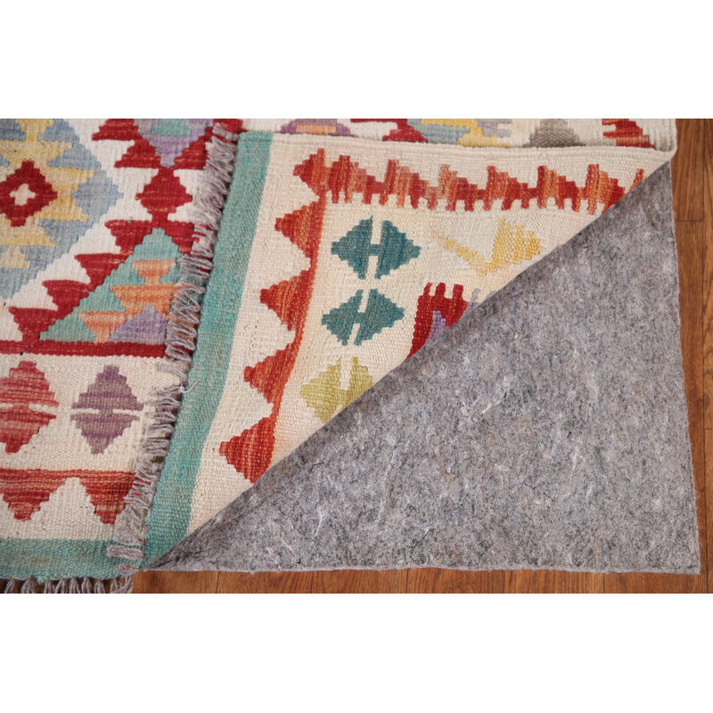 Geometric Kilim Reversible Wool Rug 4x6