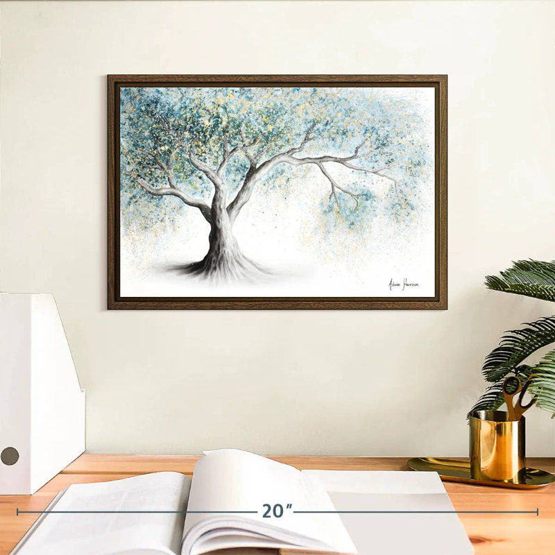 Arbre givré doux, 13 po x 9 po, Cadre flottant en noyer