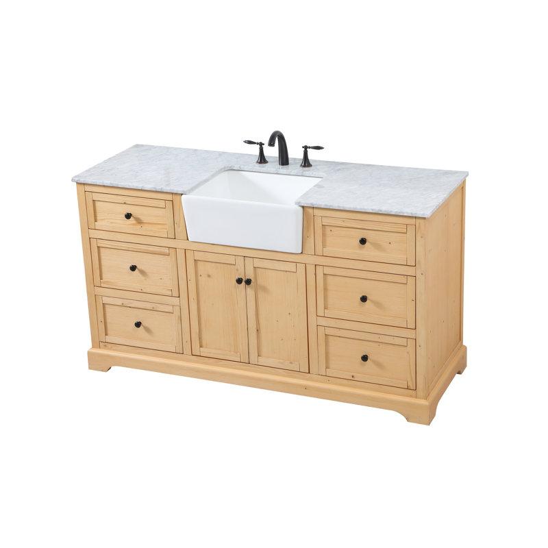 Ensemble de meuble-lavabo simple 60 po Pardue, Bois naturel