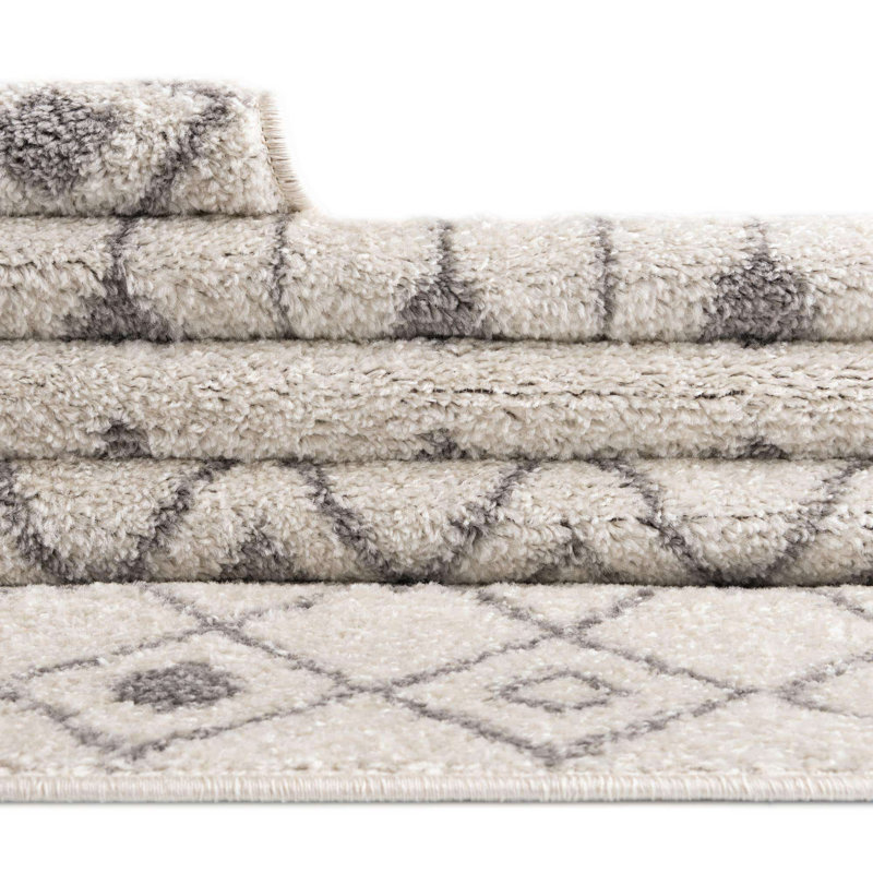 Somerville Geometric Indoor Rug, Rectangle 5'3" x 8', Green/Cream